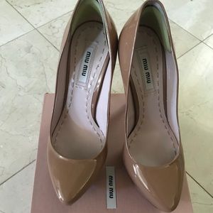 Miu Miu tan/beige/nude almond shaped pumps 35/5